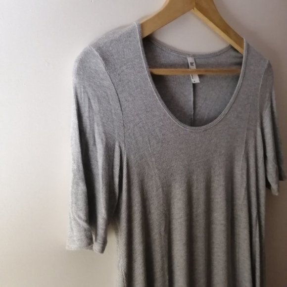 American Apparel Gray Tunic Flowy ¼ Sleeve Length Babydoll Dress - Picture 3 of 10